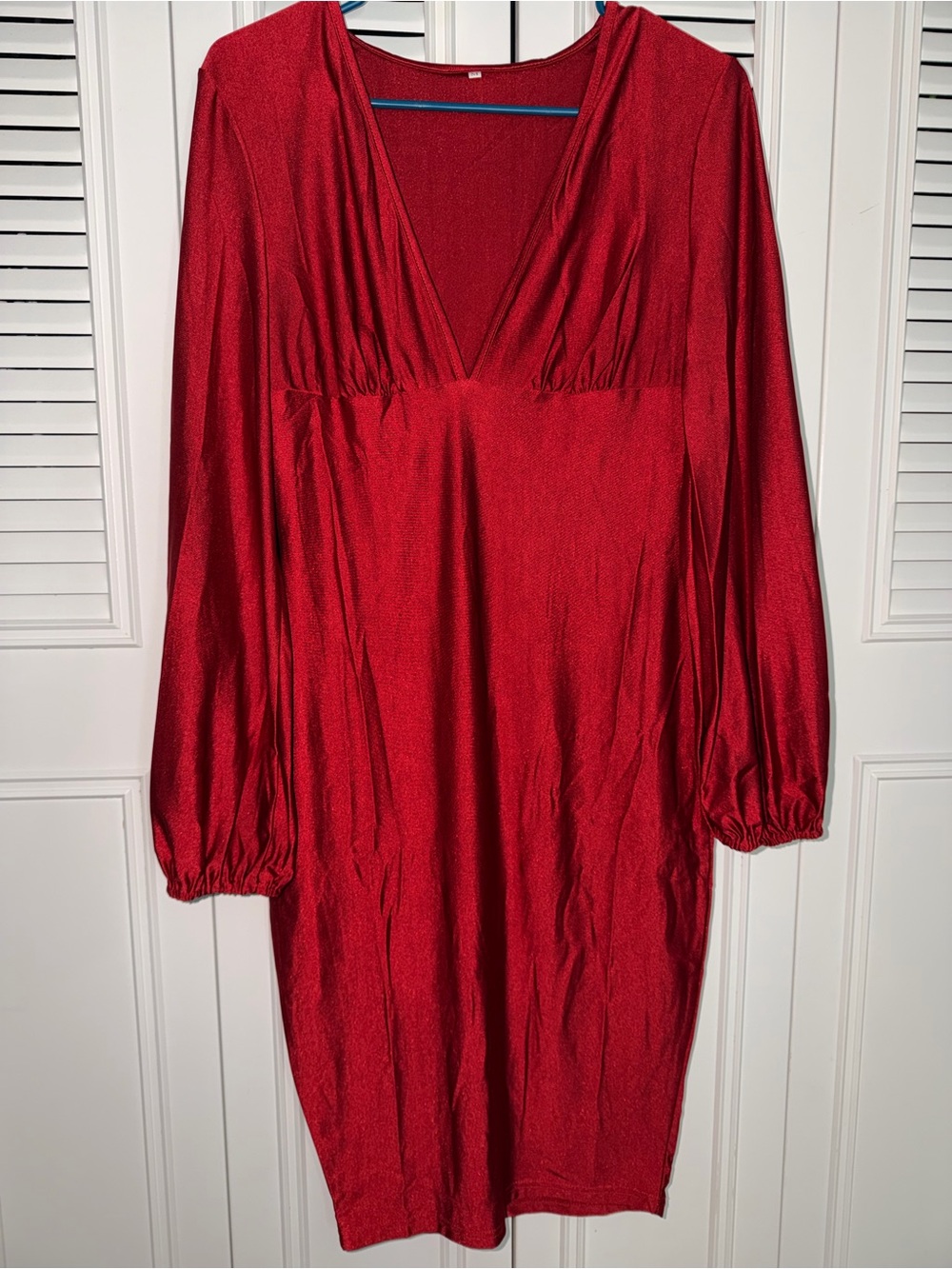 Marshalls Red Long Sleeve V-Neck Dress